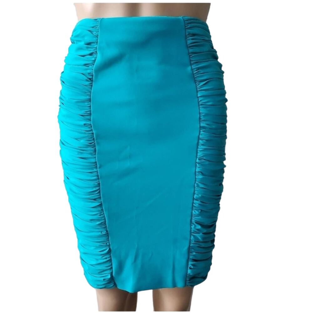 Chiara Boni Ruched Aqua Wiggle Skirt (38/US2)